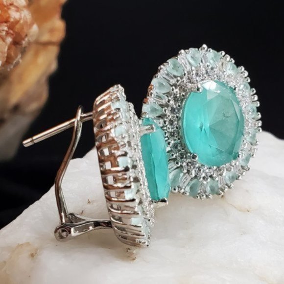 Sterling Silver 925 Earrings Natural Chalcedony Gem Designer Silversmith - Picture 2 of 11